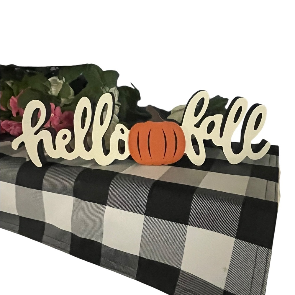 Hello Fall Autumn‎ Pumpkin Rustic Farmhouse Decor - Picture 2 of 4